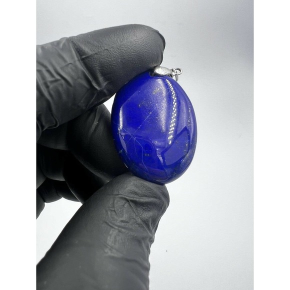 2 lapis lazuli pendant brass Mine 4 Afghanistan Dark Blue Natural He & She - Picture 6 of 8